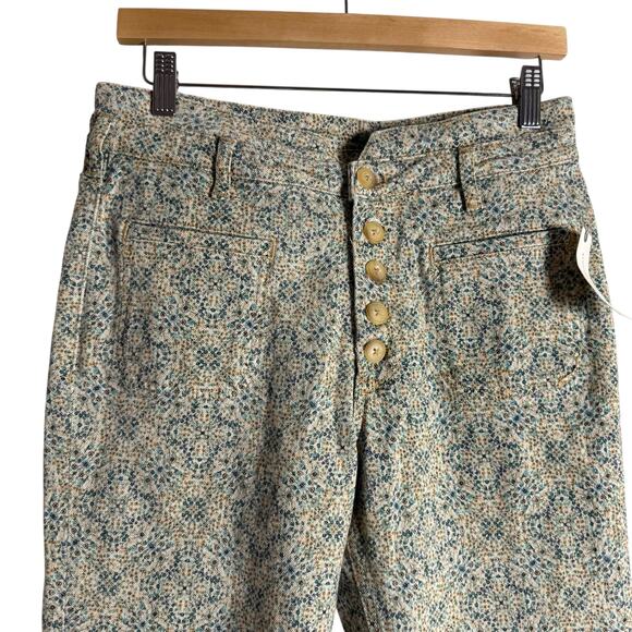 Anthropologie Pilcro Ultra High Rise Slim Utility Jeans Neutral Floral Size 27 - Picture 4 of 13